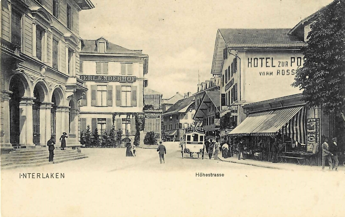 <p>Interlaken Höhestrasse zur Post Hotel Nr.153 ,1905 ,alte Postkutsche,  Karte Top Zustand</p>