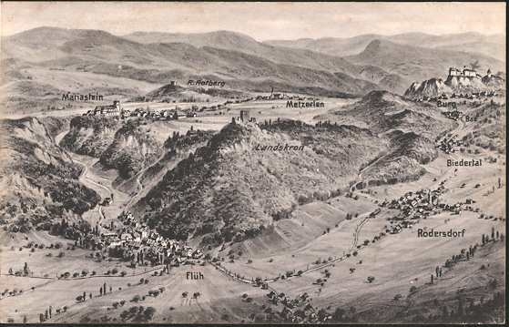 <p>Hofstetten-Flüh SO Flüh Flugaufnahme , 1918 , Karte Top Zustand gelaufen</p>