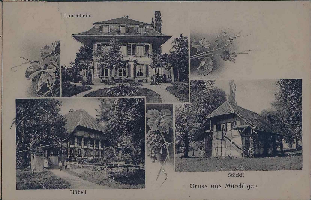 <p>Märchligen 3 Bildkarte :   Luisienheim , Hübeli Stöckli , Karte Top Zustand , 27.8.1917</p>