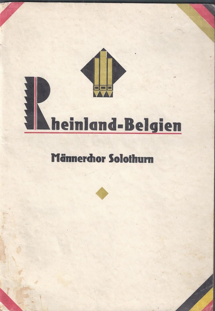 <p>Männerchor  Solothurn : Reisebericht über die Sängerfahrt des Männerchor Solothurn ,Rheinland-Belgien 6.- 14. Juni 1931 , Büchlein guter Zustand , mit 13  Bildern ,</p>