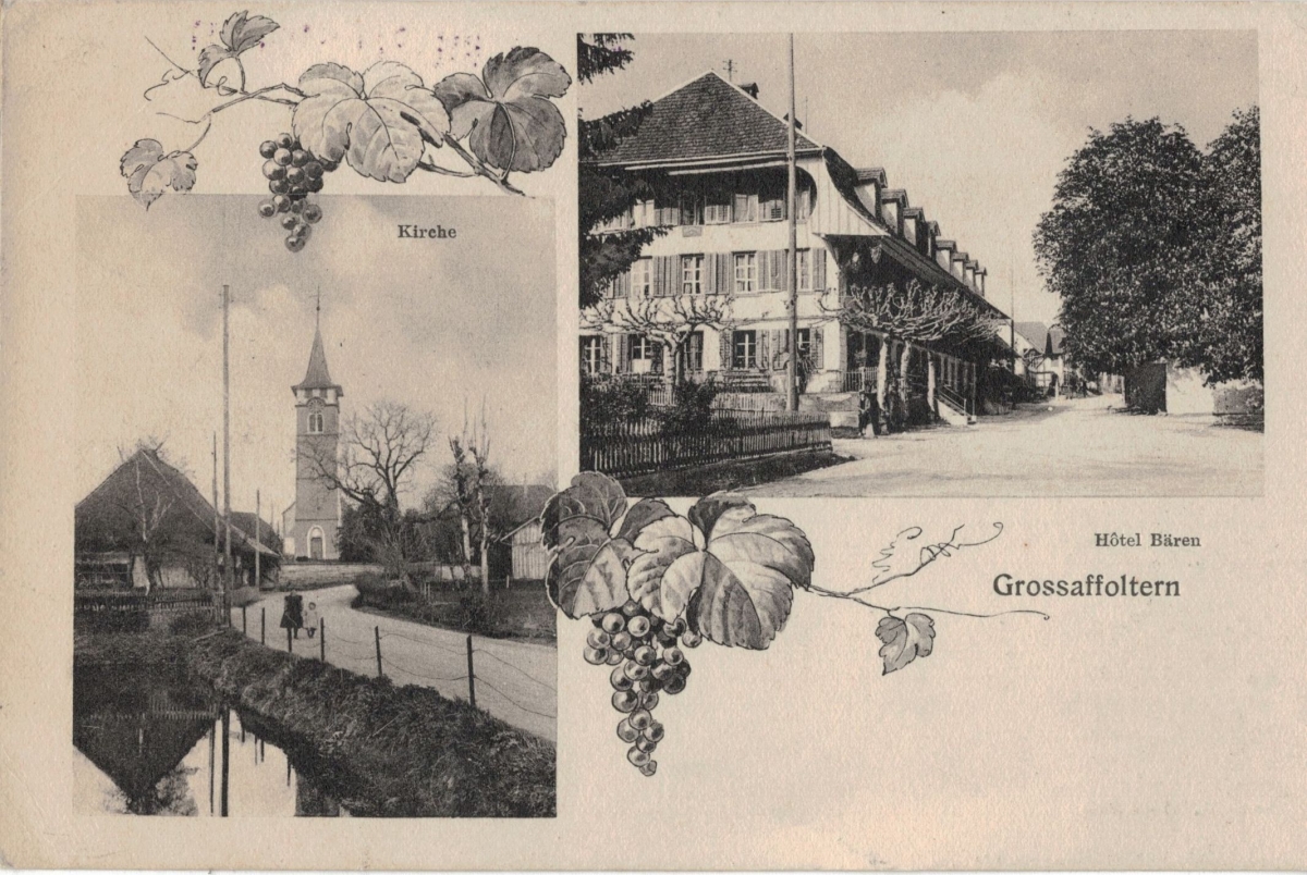 <p>Grossaffoltern BE 2 Bildkarte Hotel Bären+ Kirche , Karte Guter Zustand gelaufen</p>